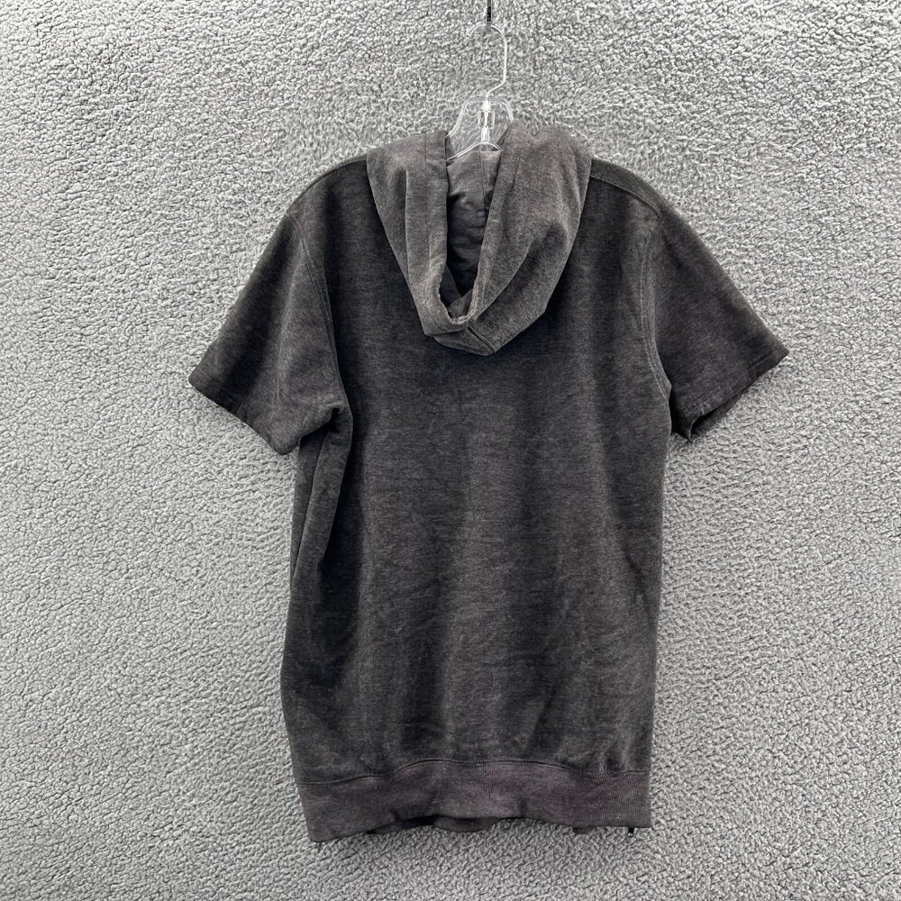 Free Planet Short Sleeve Hoodie Mens Medium Gray Pull Over Sweatshirt - Picture 2 of 7